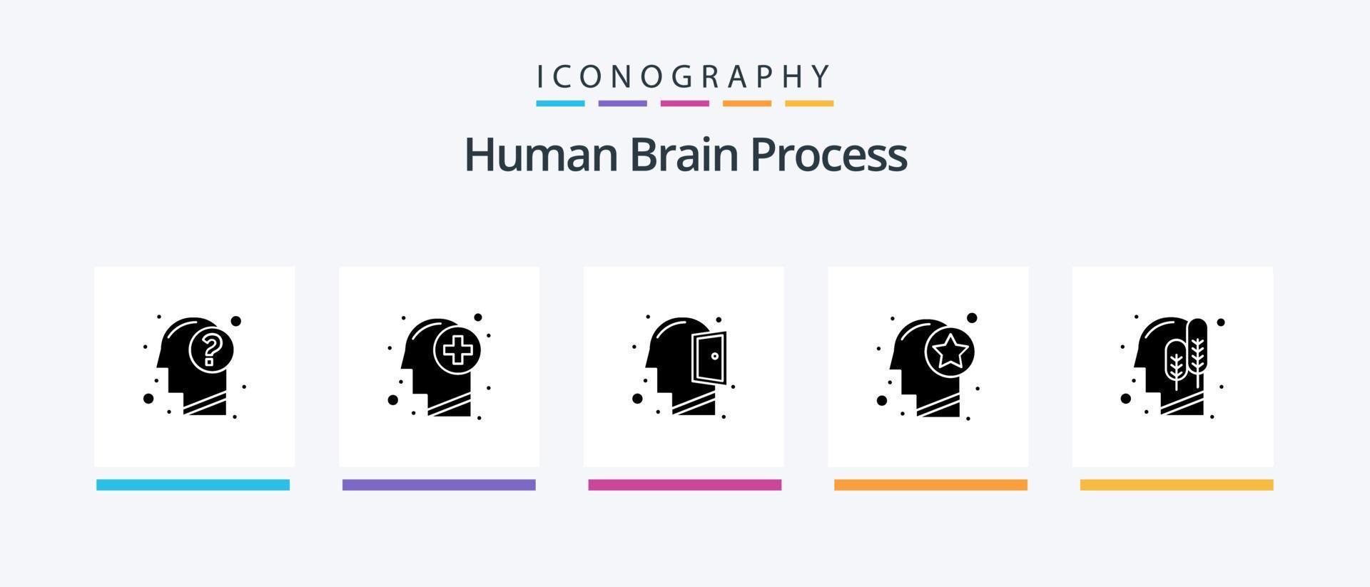 Humain cerveau processus glyphe 5 icône pack comprenant étoile. Humain. esprit. diriger. ouvert esprit. Créatif Icônes conception vecteur