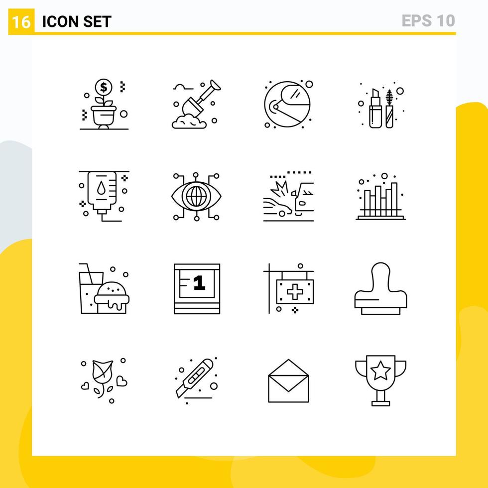 modifiable vecteur ligne pack de 16 Facile grandes lignes de soins de santé doublure les plantes œil cosmonaute modifiable vecteur conception éléments