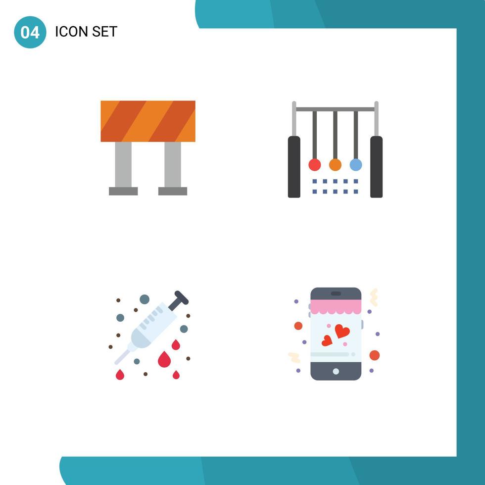 groupe de 4 plat Icônes panneaux et symboles pour bloquer hôpital gymnastique anneaux sortir ensemble modifiable vecteur conception éléments