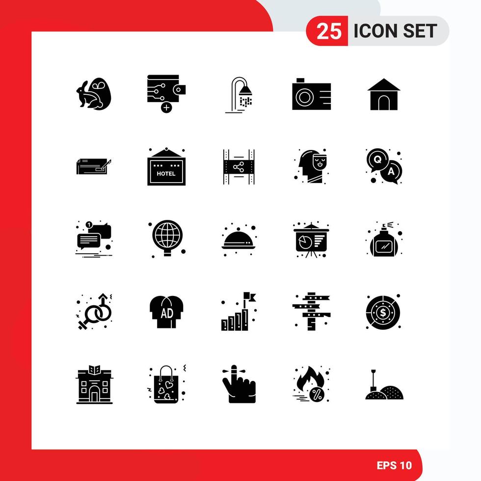 pack de 25 moderne solide glyphes panneaux et symboles pour la toile impression médias tel comme shope tuyau Hôtel bâtiment numérique modifiable vecteur conception éléments