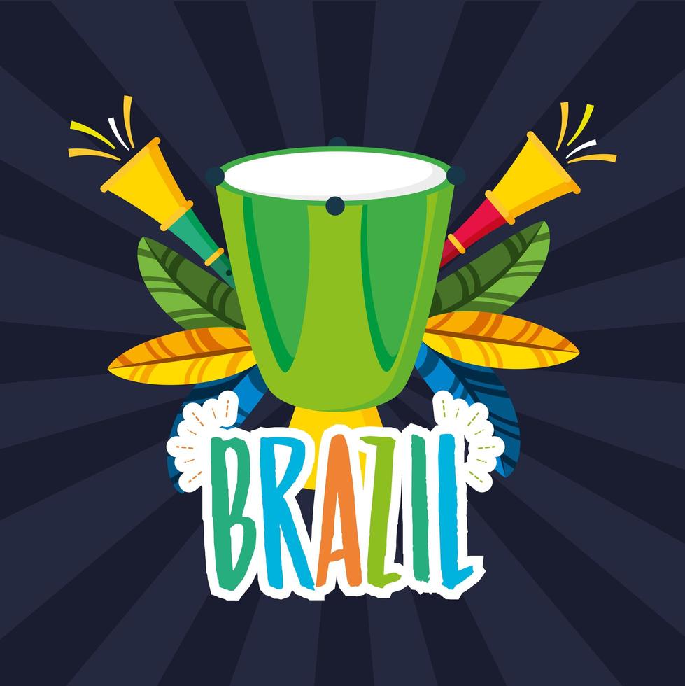 célébration du carnaval brésilien avec des instruments bongos vecteur
