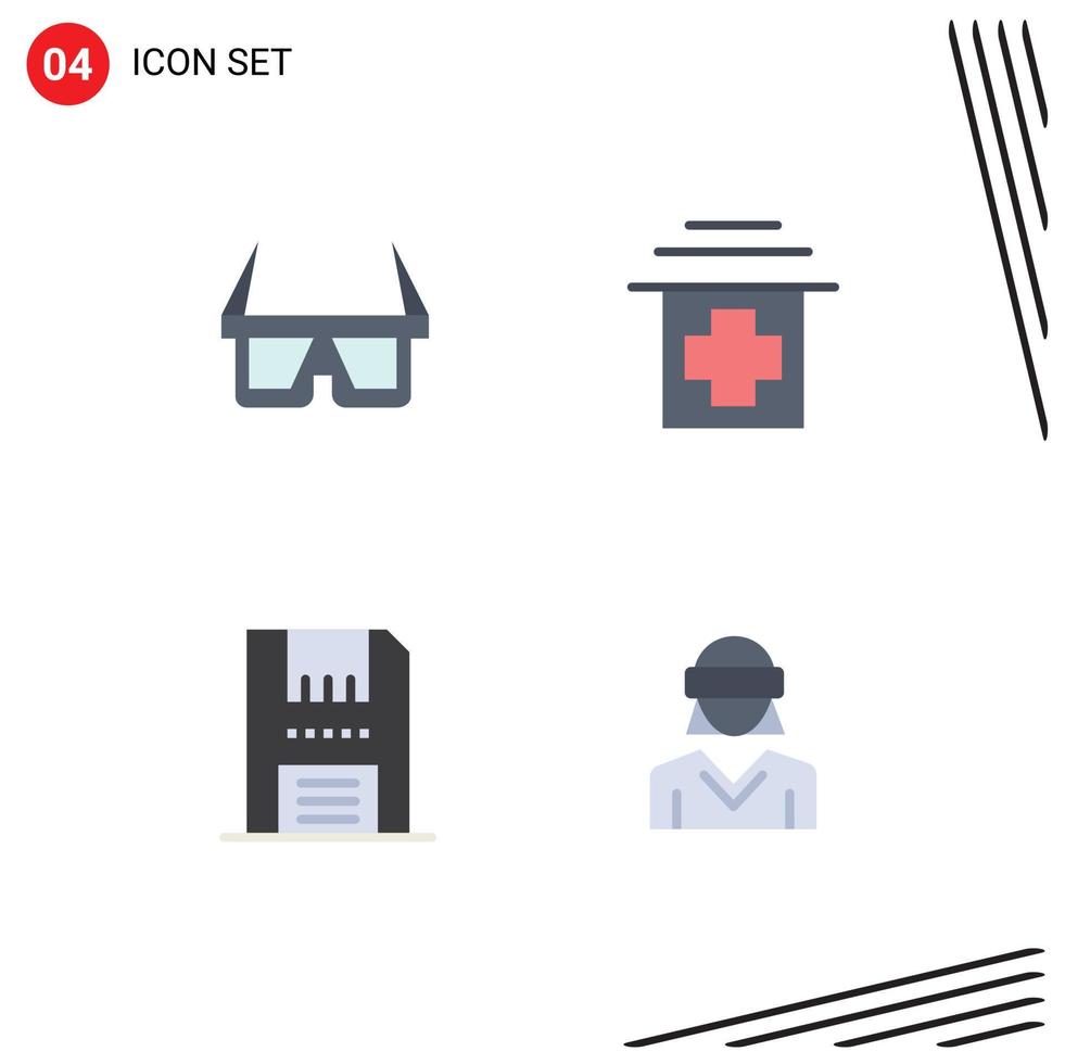 pictogramme ensemble de 4 Facile plat Icônes de des lunettes électronique stéréo médical des produits modifiable vecteur conception éléments