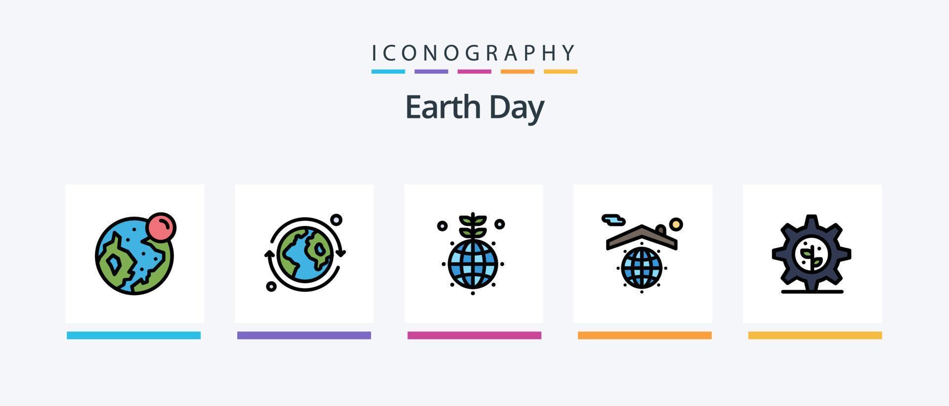 Terre journée ligne rempli 5 icône pack comprenant journée. vert. Terre journée. monde. Terre. Créatif Icônes conception vecteur