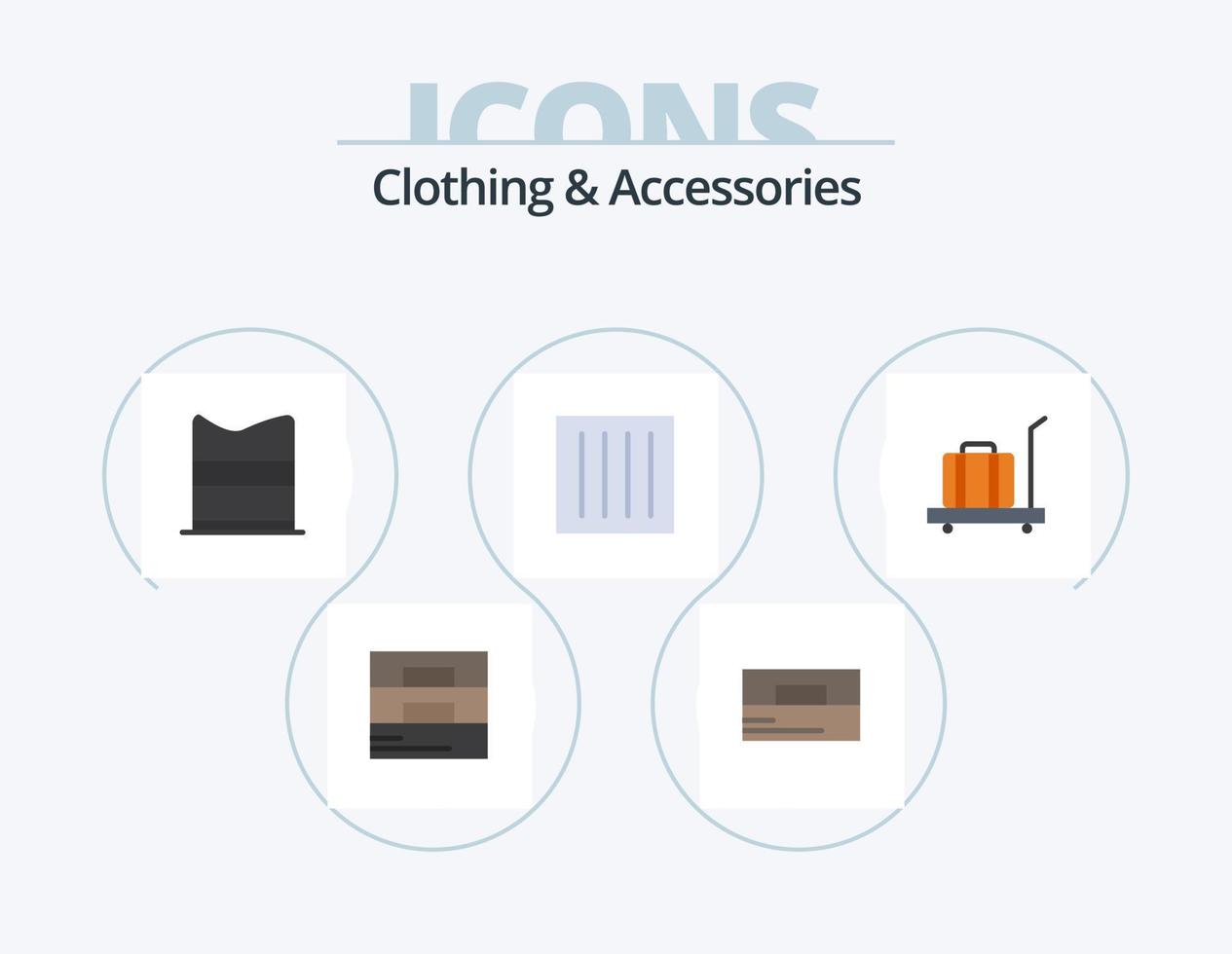 Vêtements et accessoires plat icône pack 5 icône conception. . escalader. se soucier. bagage. blanchisserie vecteur