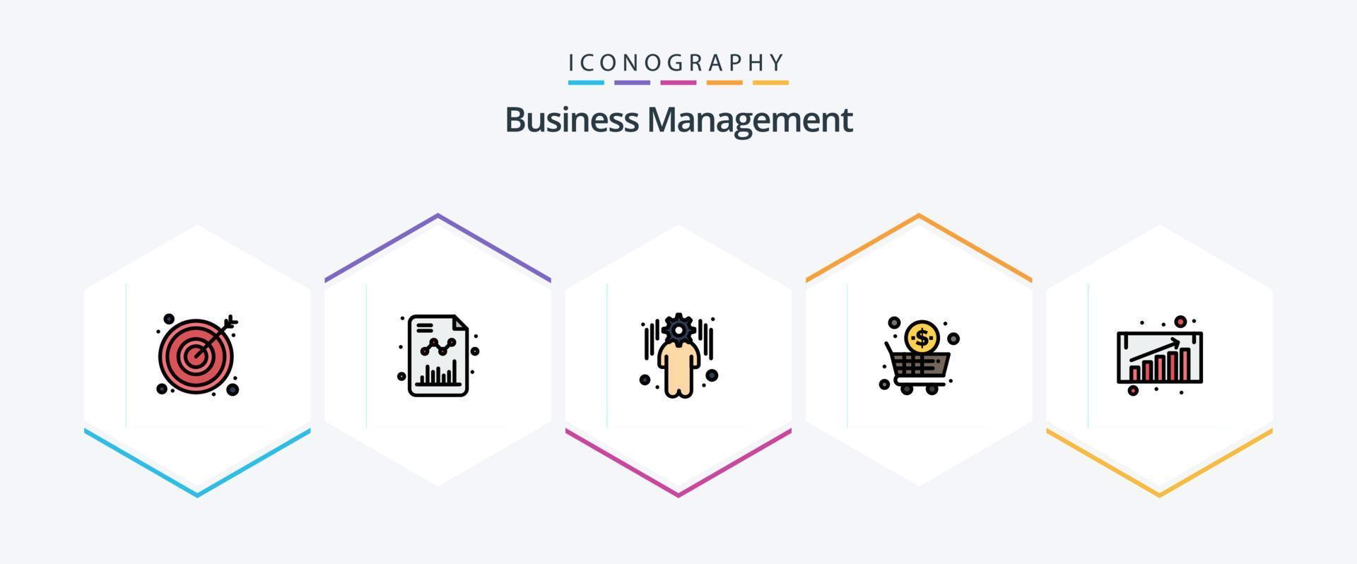 affaires la gestion 25 ligne remplie icône pack comprenant . graphique. gestion. affaires croissance. magasin vecteur
