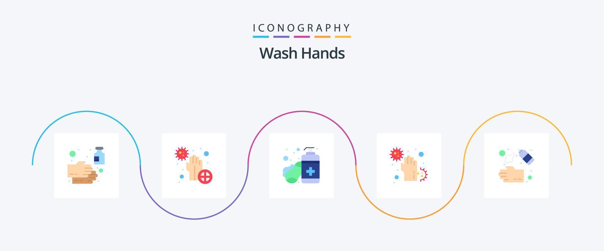 laver mains plat 5 icône pack comprenant mains. sale. mains. covid. désinfectant vecteur