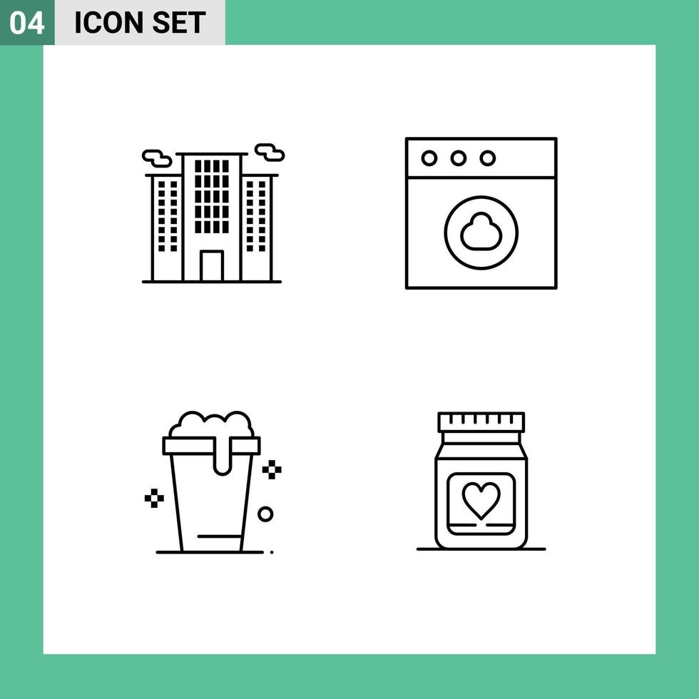 modifiable vecteur ligne pack de 4 Facile ligne remplie plat couleurs de bâtiment laver travail Mac médicament modifiable vecteur conception éléments