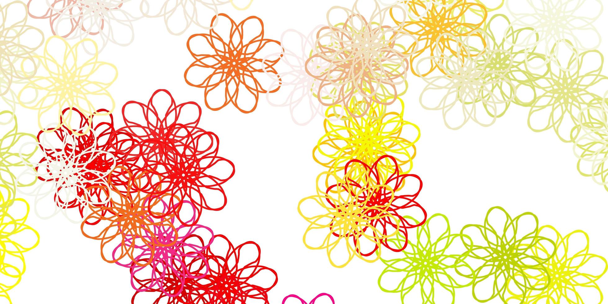 texture de doodle vecteur multicolore clair avec des fleurs.