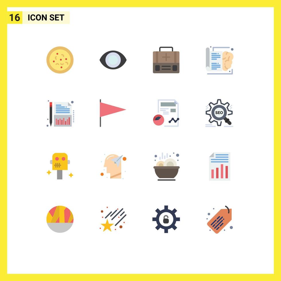 pack de 16 Créatif plat couleurs de pays rapport valise financier apprentissage modifiable pack de Créatif vecteur conception éléments