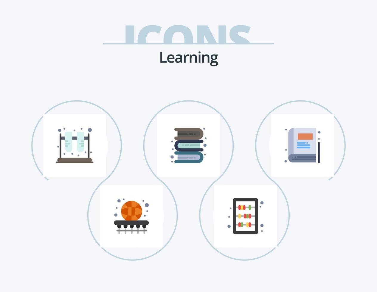 apprentissage plat icône pack 5 icône conception. apprentissage. éducation. apprentissage. livres. science vecteur
