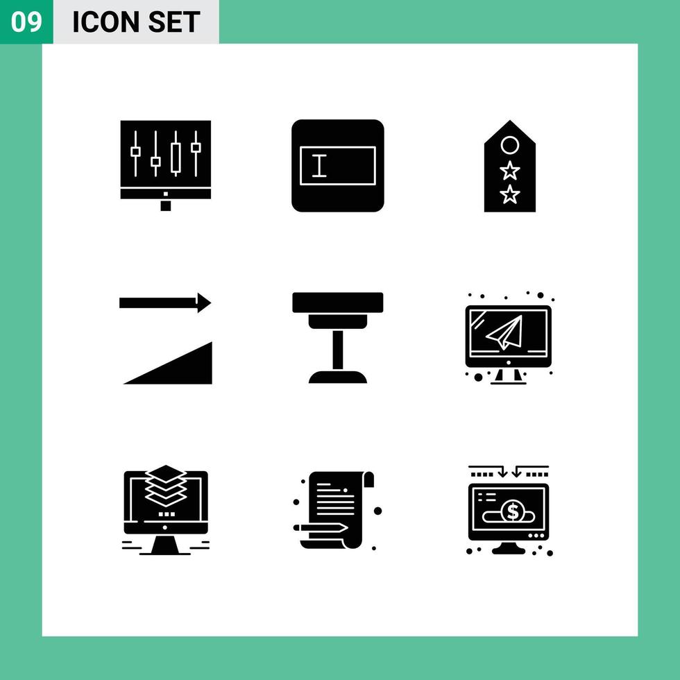 groupe de 9 moderne solide glyphes ensemble pour bureau tri militaire Trier deux modifiable vecteur conception éléments