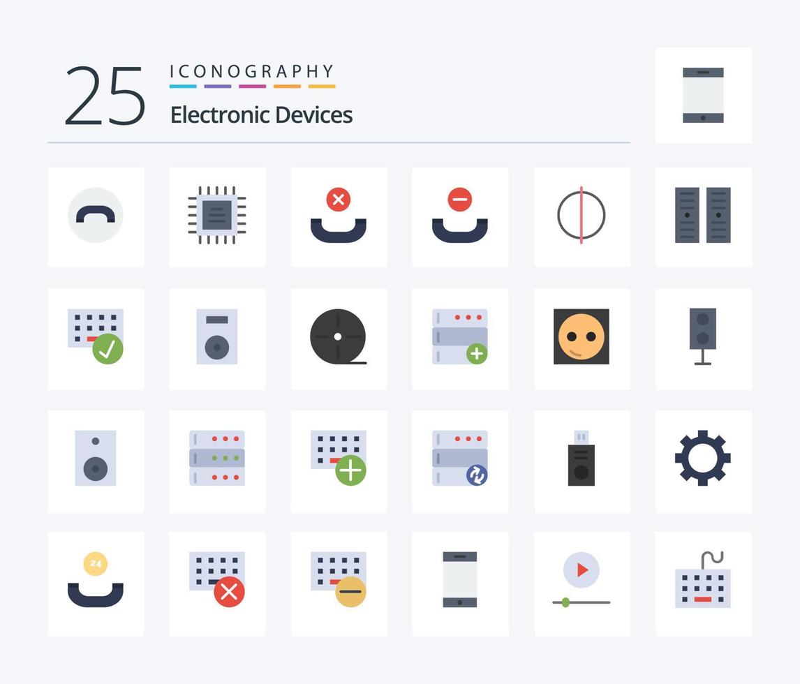 dispositifs 25 plat Couleur icône pack comprenant dispositifs. des ordinateurs. pendre en haut. serveur. Les données centre vecteur