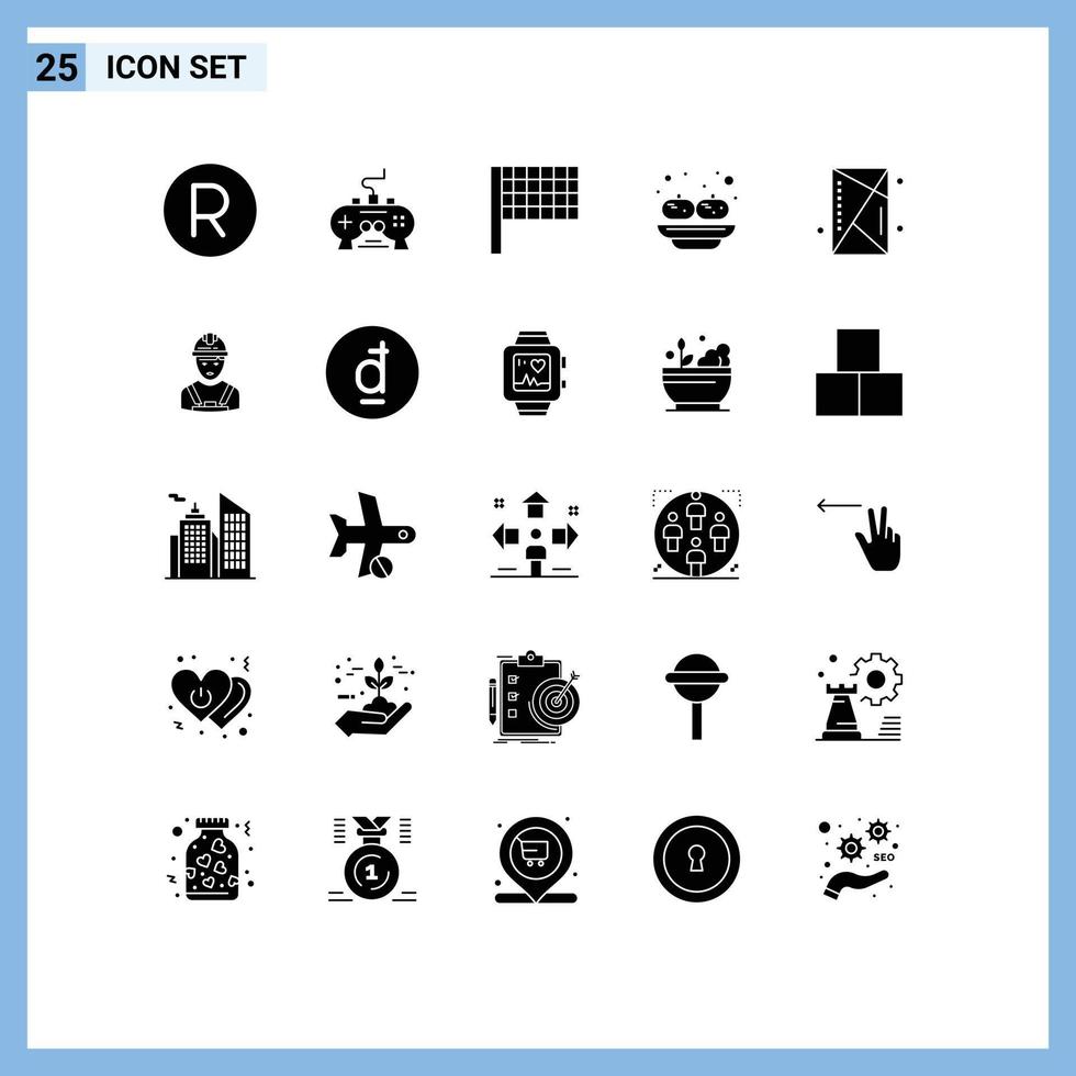 25 utilisateur interface solide glyphe pack de moderne panneaux et symboles de Jeux console jouer station sandes fête modifiable vecteur conception éléments