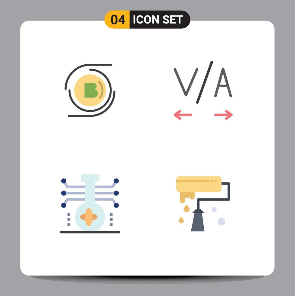 4 universel plat icône panneaux symboles de s science décentralisé chimie peindre brosse modifiable vecteur conception éléments