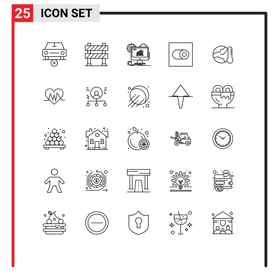 mobile interface ligne ensemble de 25 pictogrammes de basculer réglages route signe réglage seo modifiable vecteur conception éléments