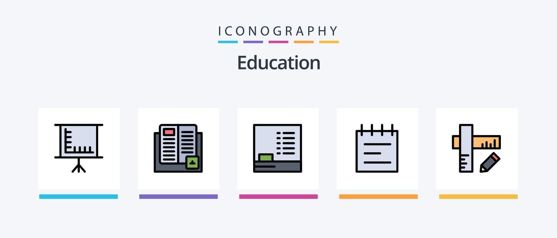 éducation ligne rempli 5 icône pack comprenant éducation. éducation. Stationnaire. éducation. Créatif Icônes conception vecteur
