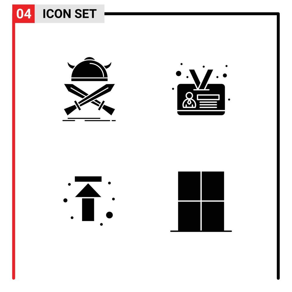 moderne ensemble de 4 solide glyphes pictogramme de bataille flèches guerrier id carte télécharger modifiable vecteur conception éléments