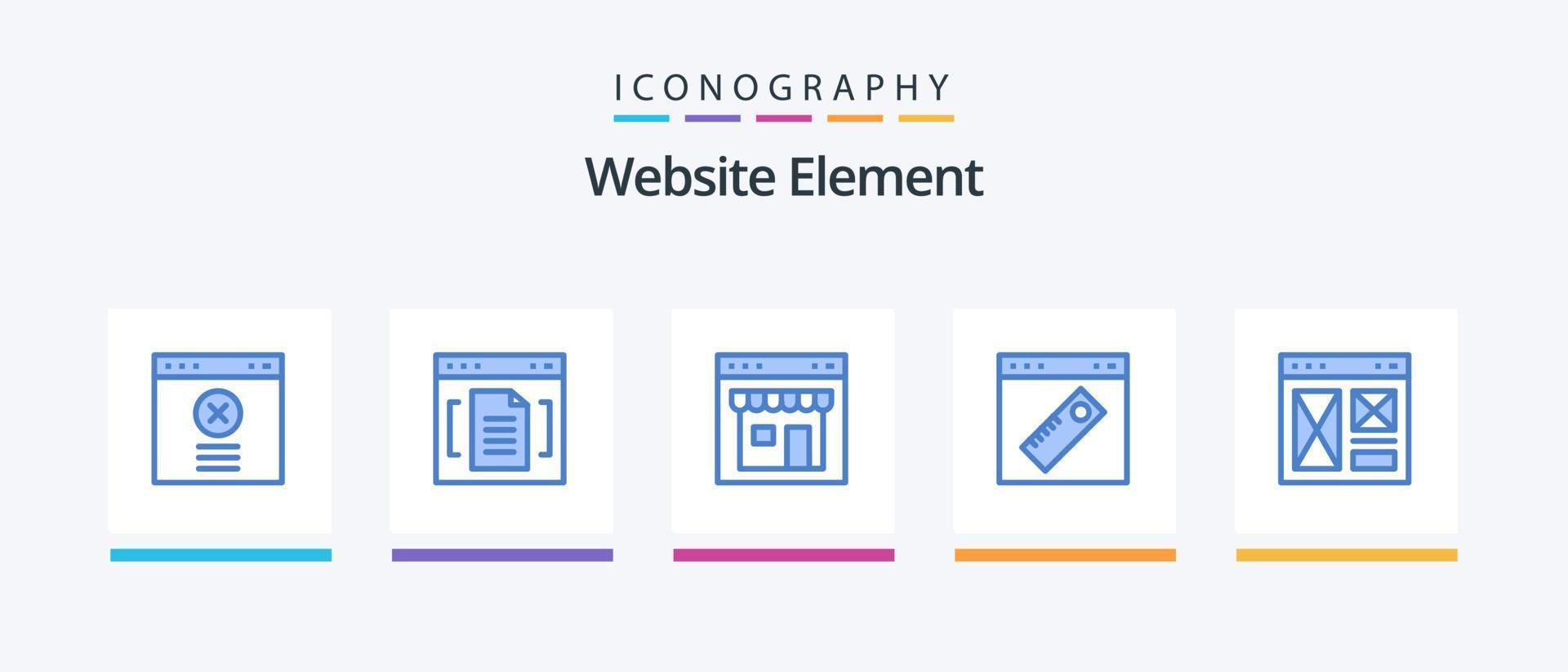 site Internet élément bleu 5 icône pack comprenant site Internet. outil. navigateur. page. magasin. Créatif Icônes conception vecteur