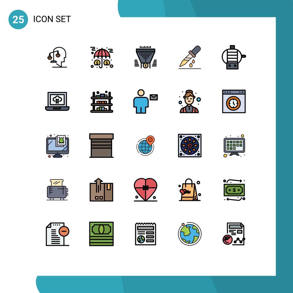 25 utilisateur interface rempli ligne plat Couleur pack de moderne panneaux et symboles de médical abandonner argent argent entonnoir modifiable vecteur conception éléments