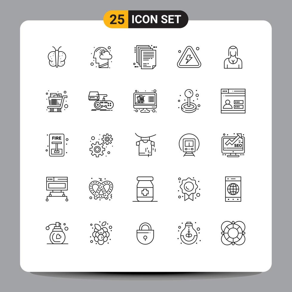 moderne ensemble de 25 lignes et symboles tel comme très danger en pensant combustible fichier modifiable vecteur conception éléments