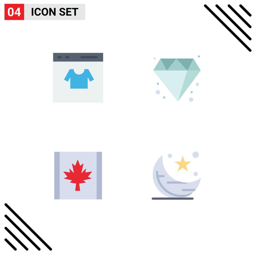 ensemble de 4 commercial plat Icônes pack pour carte drapeau magasin bijoux lune modifiable vecteur conception éléments