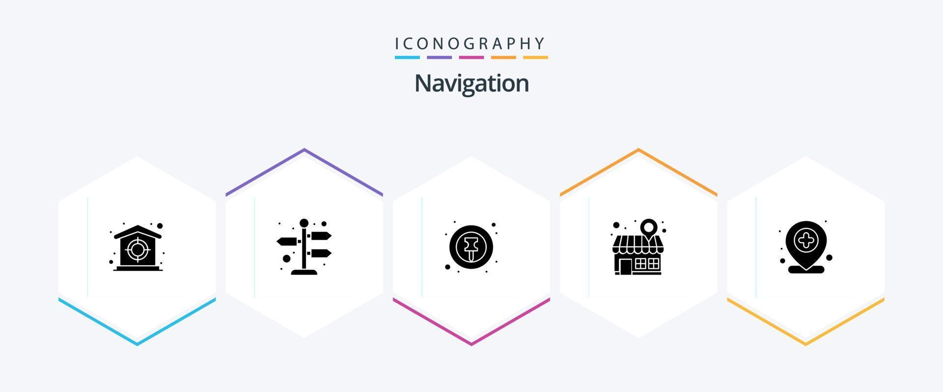 la navigation 25 glyphe icône pack comprenant carte. ajouter. emplacement. carte broche. emplacement vecteur