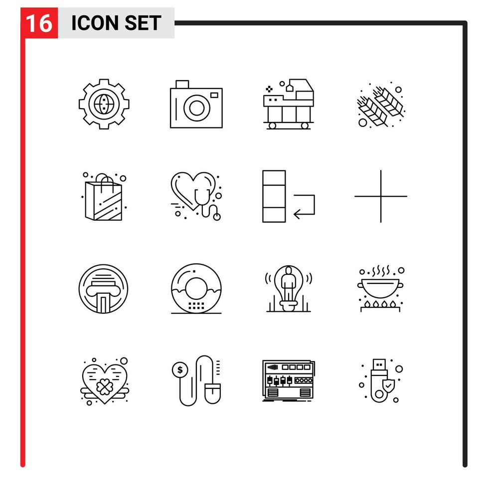16 Créatif Icônes moderne panneaux et symboles de blé Holi image ferme traitement modifiable vecteur conception éléments
