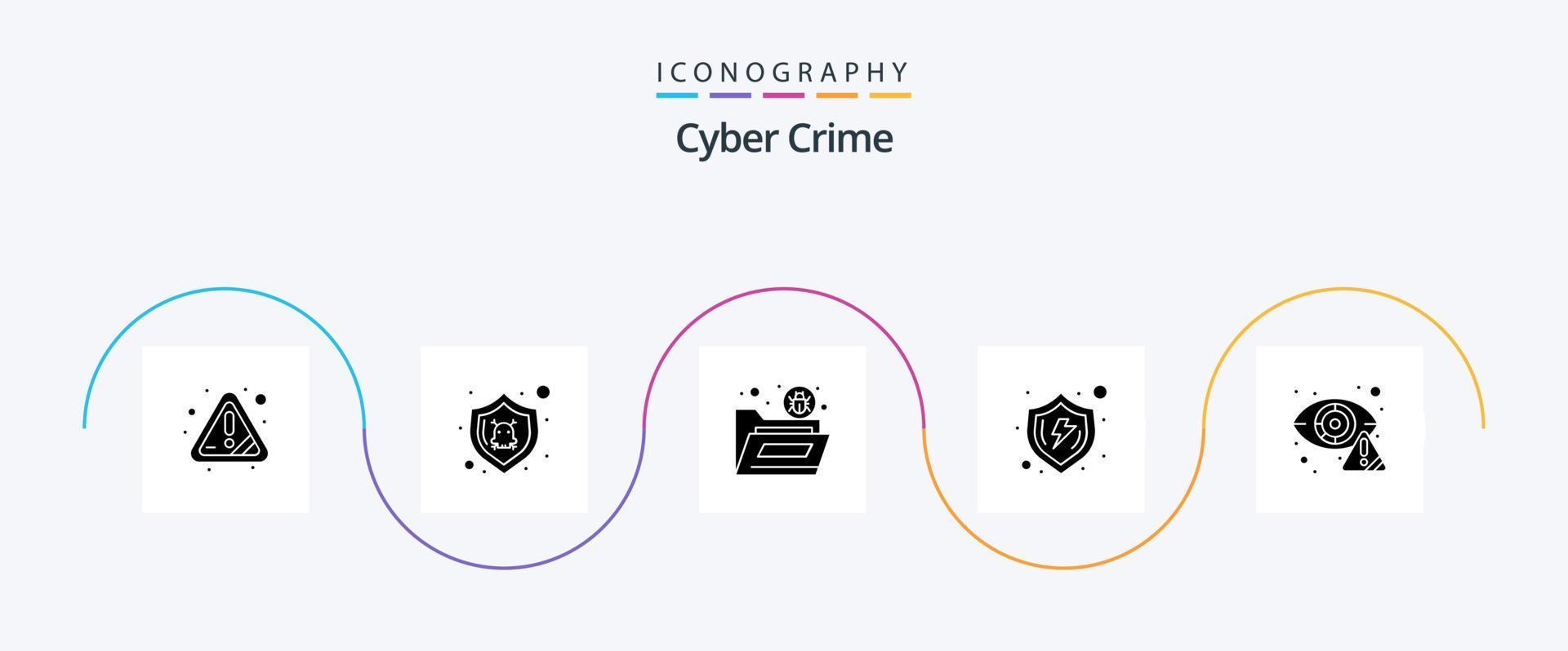 cyber la criminalité glyphe 5 icône pack comprenant vérifier. sécurisé. bogue. sûr. virus vecteur