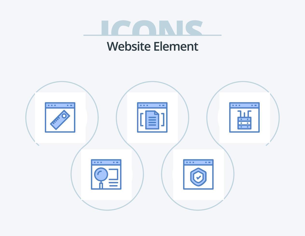 site Internet élément bleu icône pack 5 icône conception. document. archive. page. site Internet. outil vecteur
