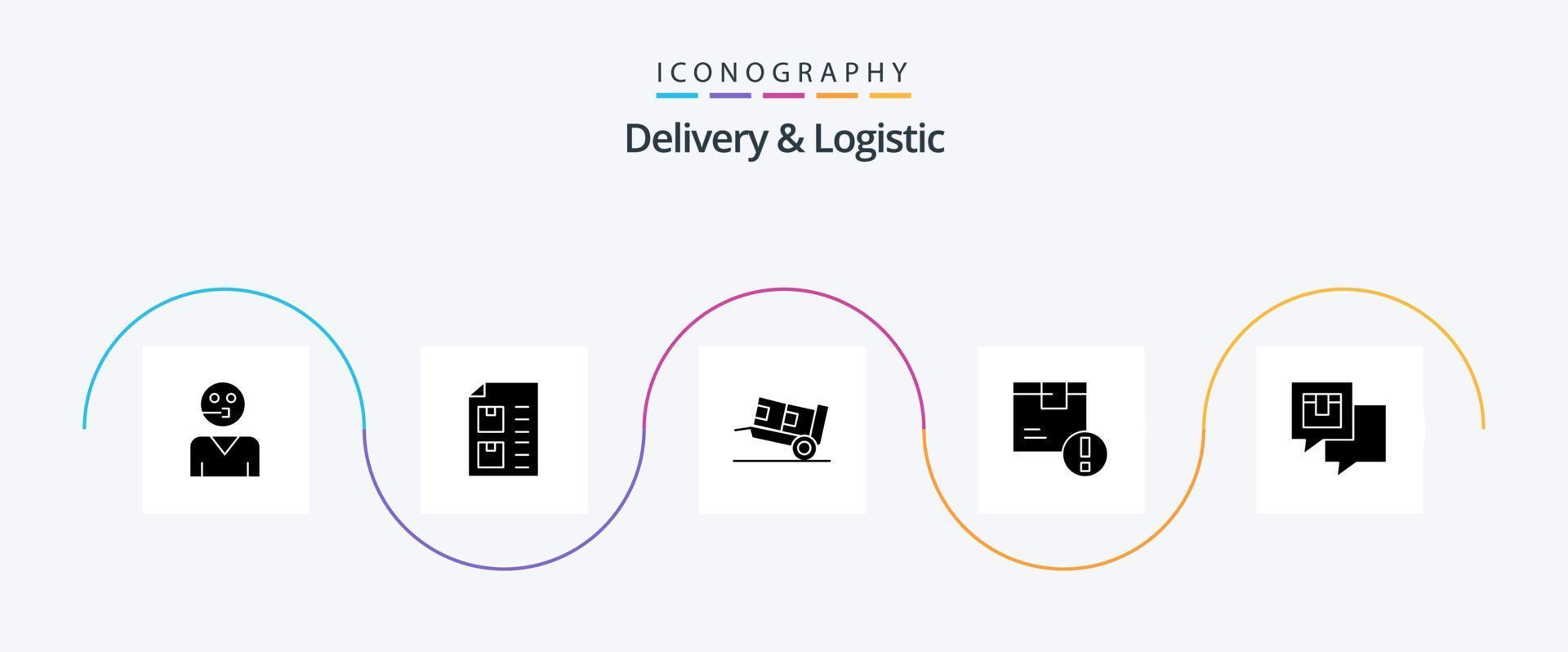 livraison et la logistique glyphe 5 icône pack comprenant livraison. attention. liste. la logistique vecteur