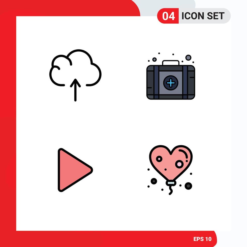 Stock vecteur icône pack de 4 ligne panneaux et symboles pour nuage ballon aide jouer l'amour modifiable vecteur conception éléments