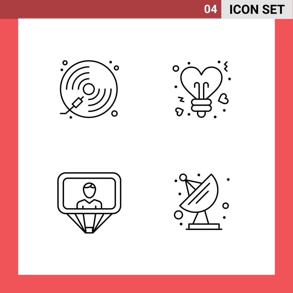 4 Créatif Icônes moderne panneaux et symboles de disque utilisateur joueur cœur id modifiable vecteur conception éléments