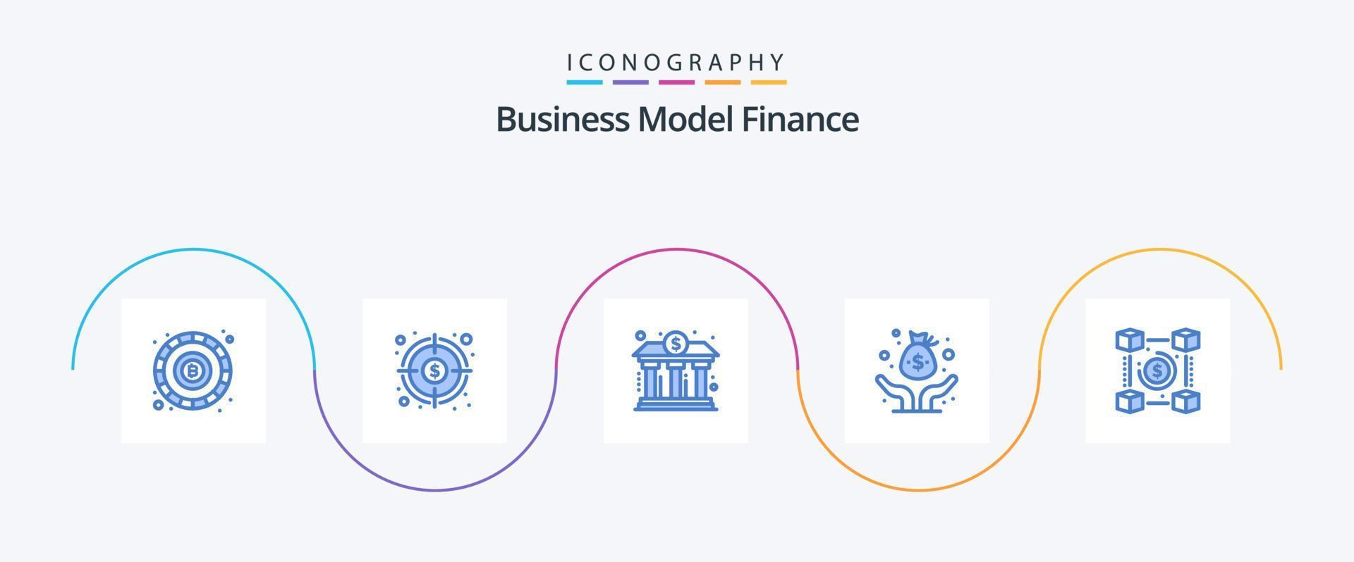 la finance bleu 5 icône pack comprenant entreprise. fonds. cible. capital. Puissance vecteur