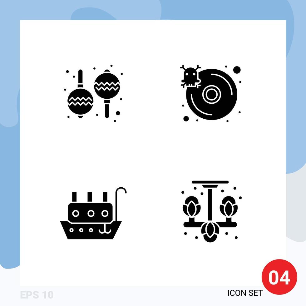 groupe de 4 moderne solide glyphes ensemble pour instrument navire base de données serveur Accueil modifiable vecteur conception éléments