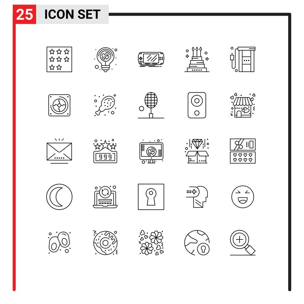 25 Créatif Icônes moderne panneaux et symboles de un événement gâteau idée psp Jeu modifiable vecteur conception éléments