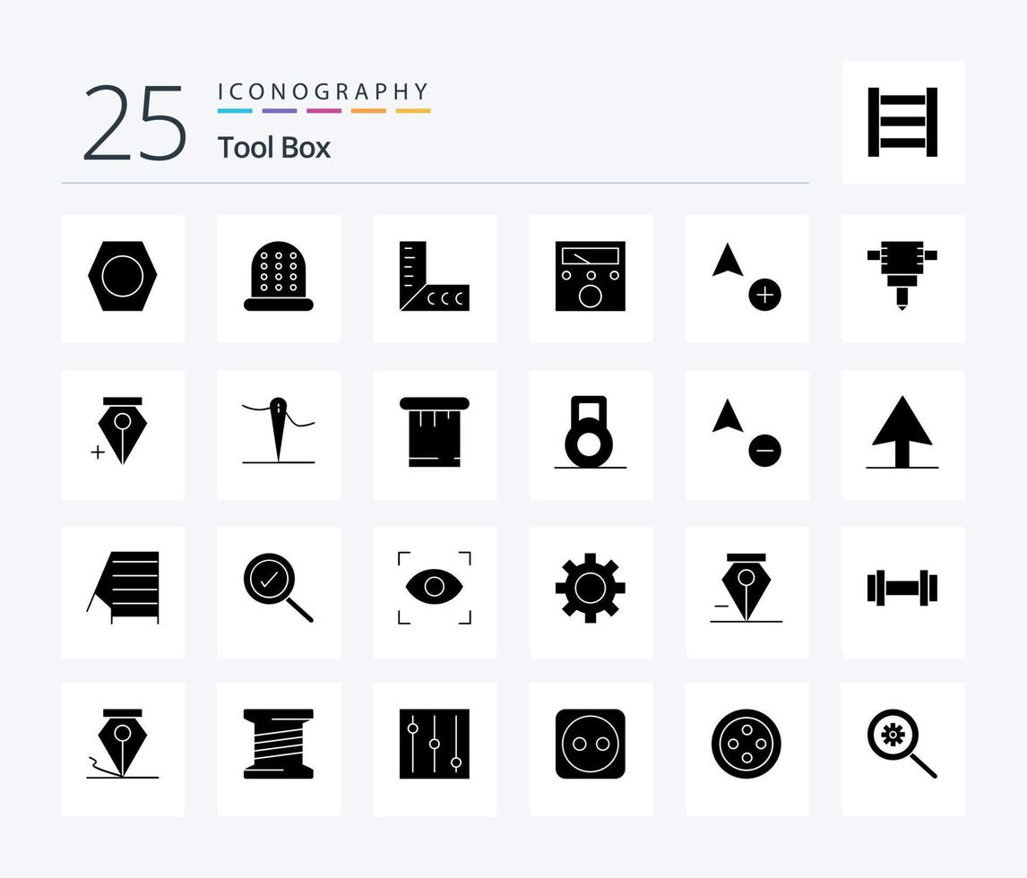 outils 25 solide glyphe icône pack comprenant stylo. ajouter. ampère. marteau-piqueur. copie vecteur