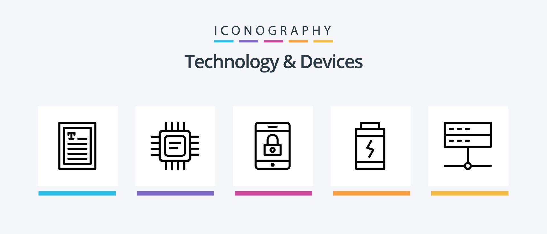 dispositifs ligne 5 icône pack comprenant . site Internet. serveur. portable. vidéo. Créatif Icônes conception vecteur