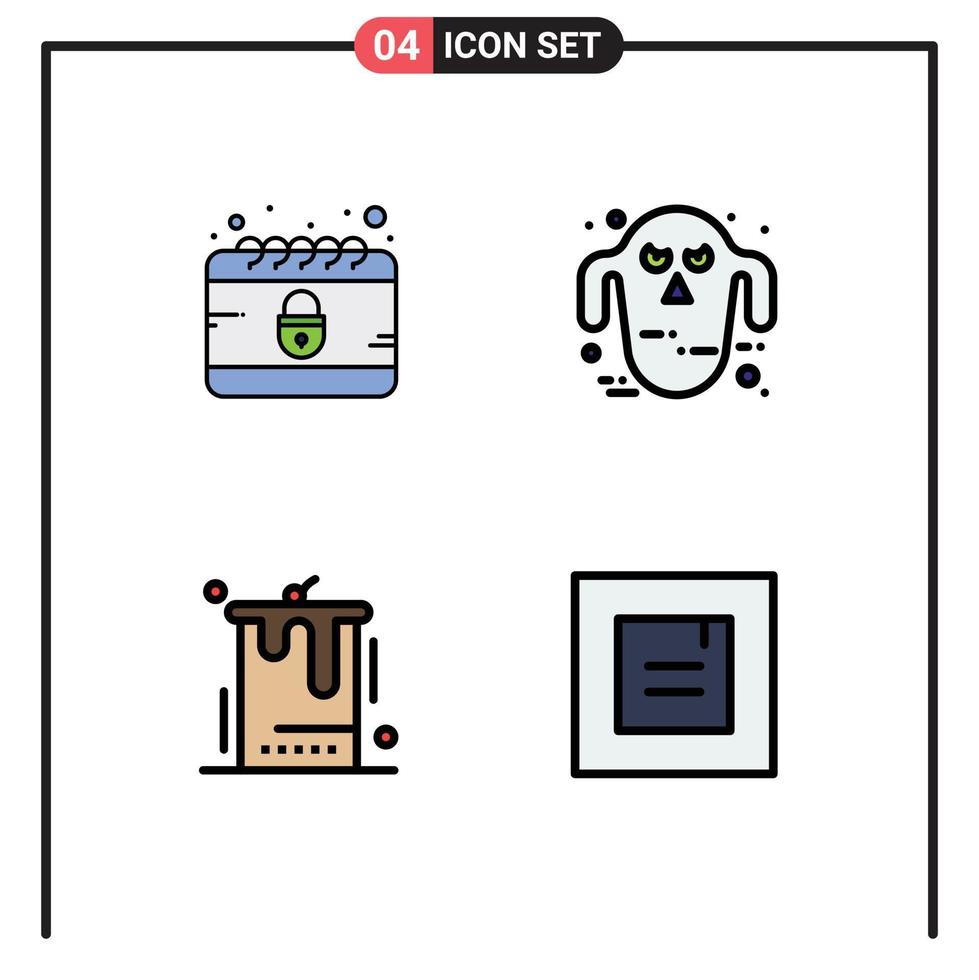 ensemble de 4 moderne ui Icônes symboles panneaux pour calendrier gâteau l'Internet Halloween fête modifiable vecteur conception éléments