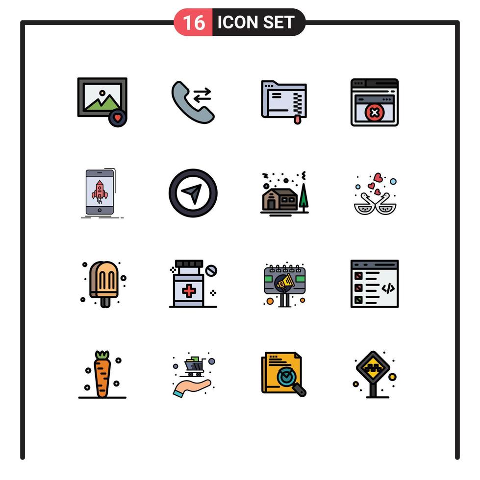 ensemble de 16 moderne ui Icônes symboles panneaux pour téléphone début serveur jeu technologie d'erreur modifiable Créatif vecteur conception éléments