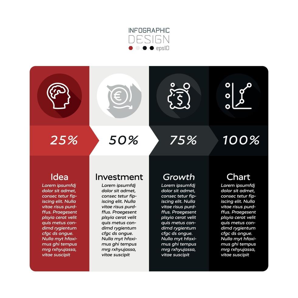 décrire les résultats de la croissance de l'entreprise, du marketing, de la publicité ou des investissements financiers présentés dans un design carré et plat, une conception infographique vectorielle. vecteur