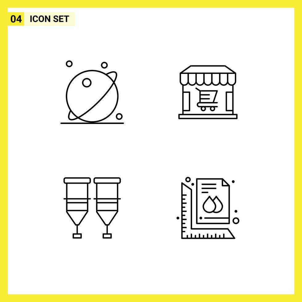 universel icône symboles groupe de 4 moderne ligne remplie plat couleurs de astronomie du sang espace magasin médical modifiable vecteur conception éléments