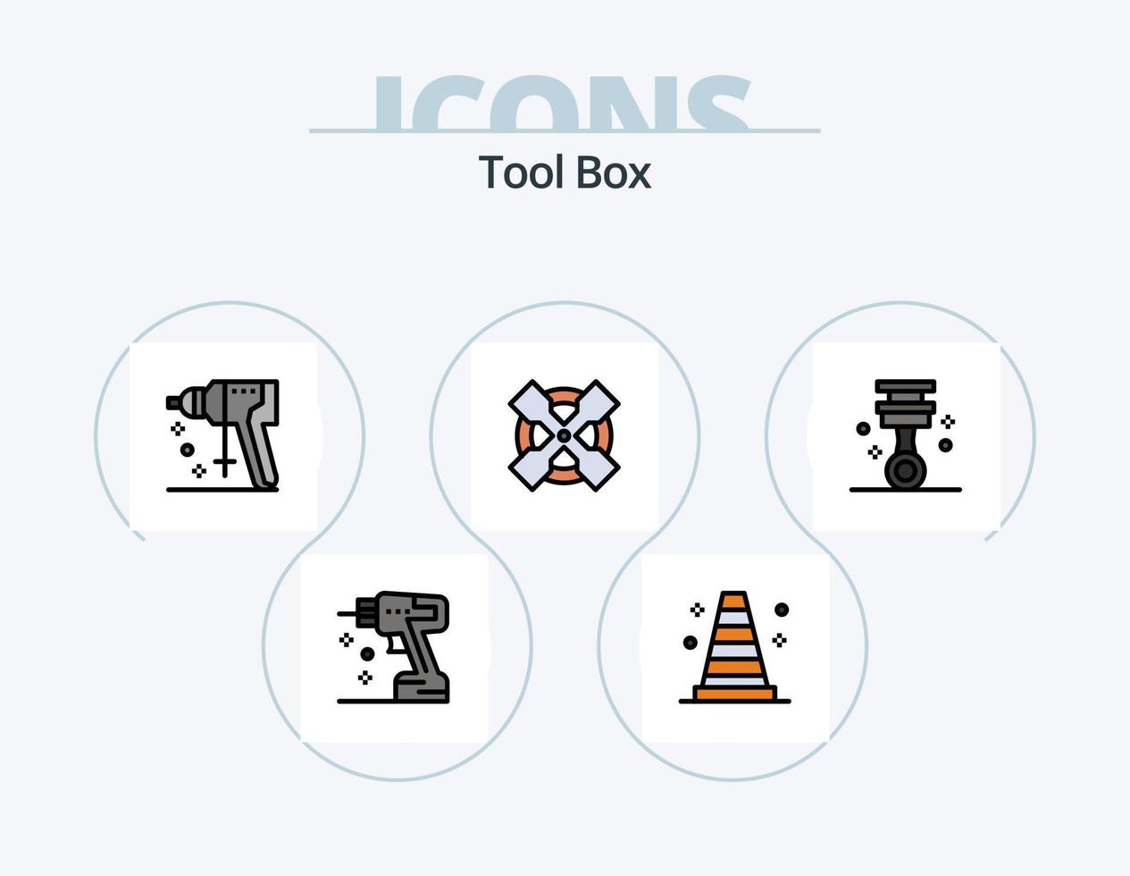 outils ligne rempli icône pack 5 icône conception. construction. architecture. percer. outil. tenailles vecteur