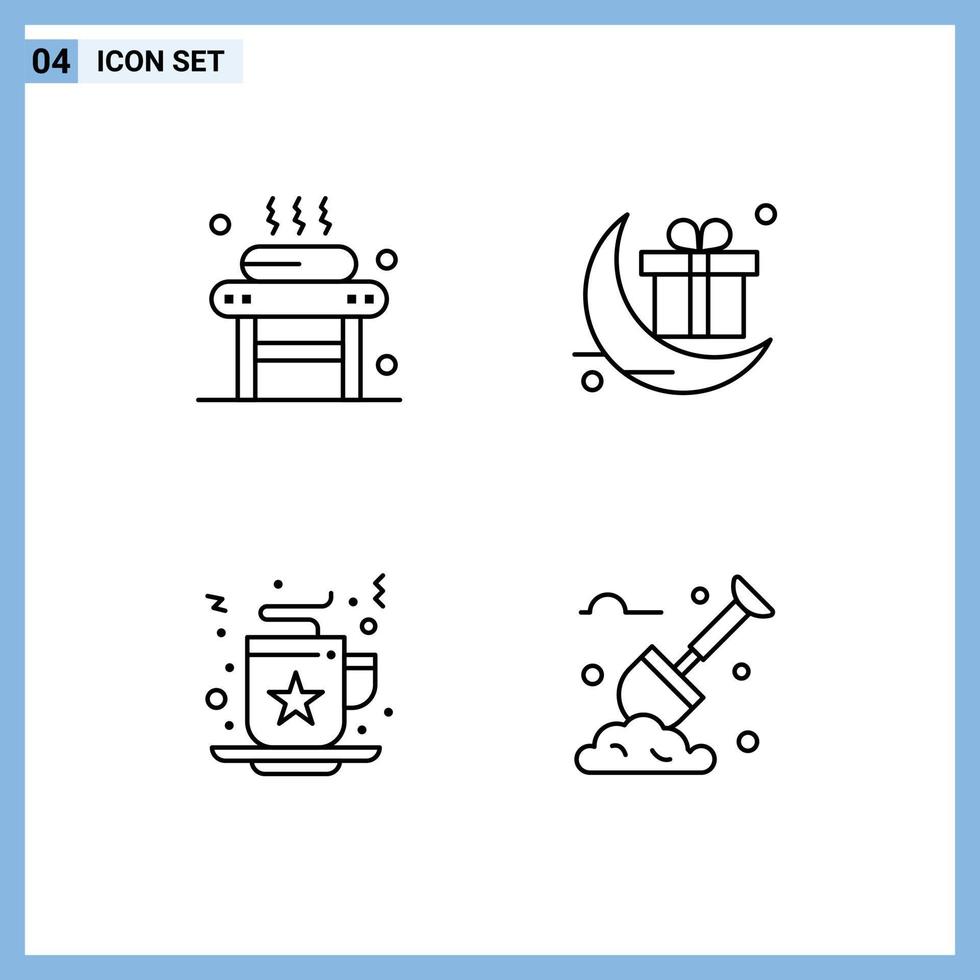 Stock vecteur icône pack de 4 ligne panneaux et symboles pour lit fête spa fête café modifiable vecteur conception éléments