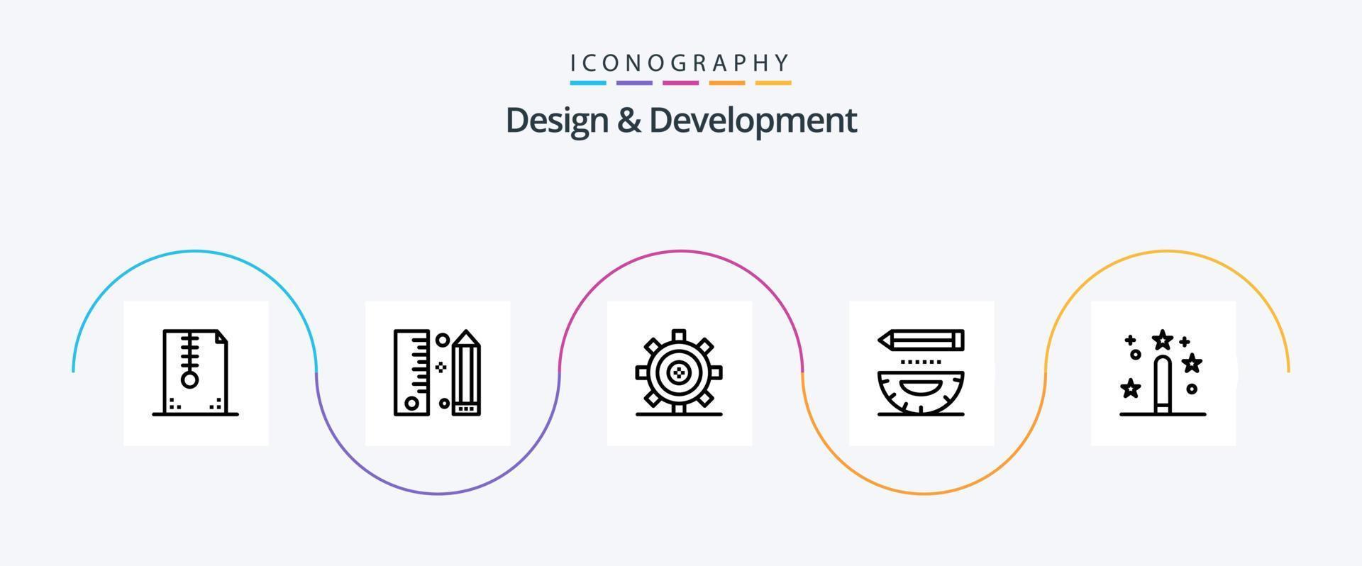 conception et développement ligne 5 icône pack comprenant conception. codage. crayon. programmation. développement vecteur