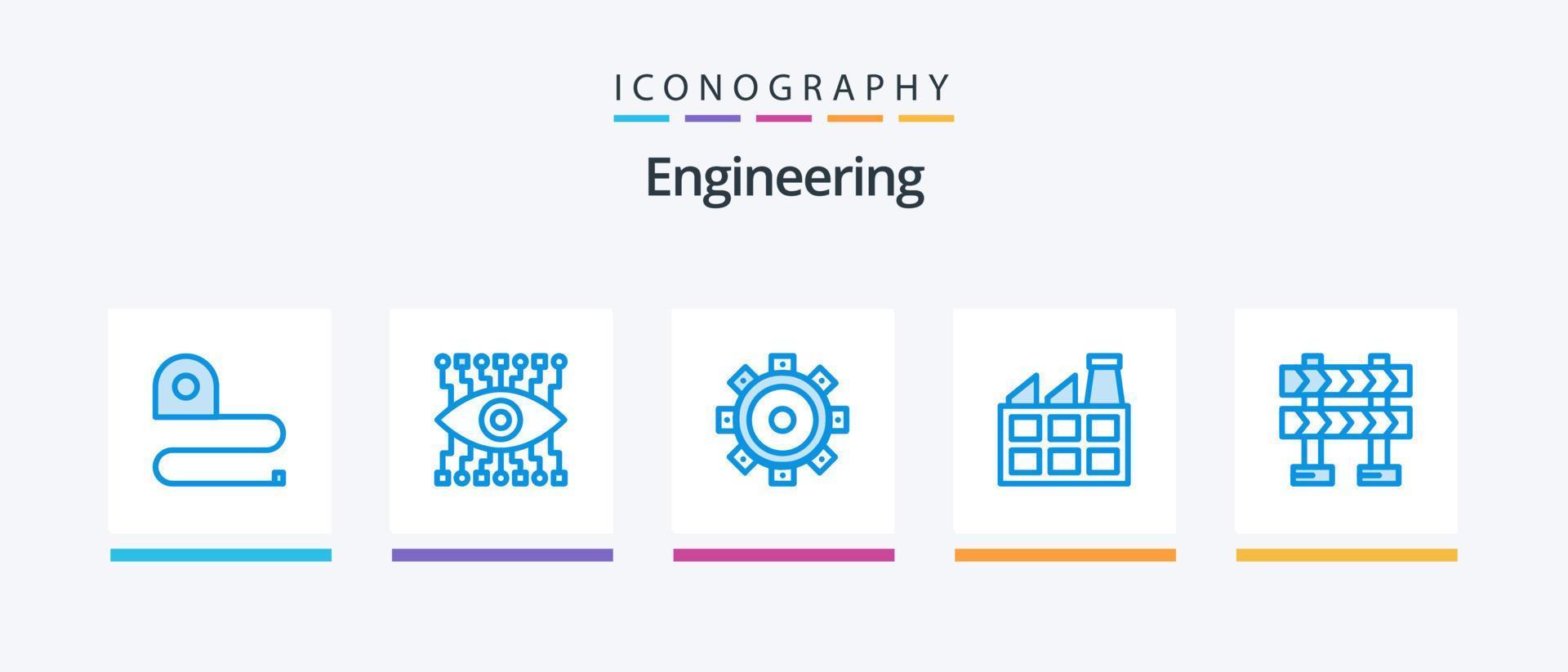 ingénierie bleu 5 icône pack comprenant . construction. bâtiment. barrière. industrie. Créatif Icônes conception vecteur