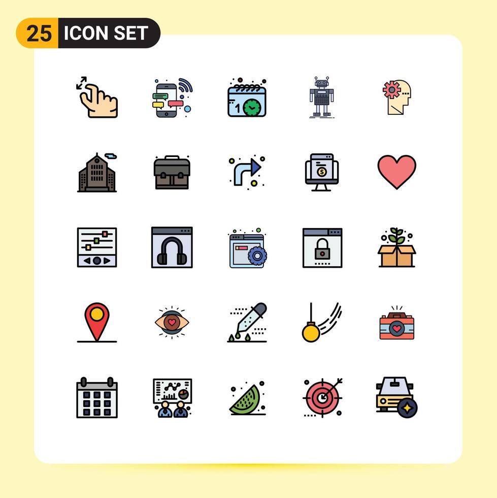 moderne ensemble de 25 rempli ligne plat couleurs pictogramme de La technologie artificiel intelligent Android regarder modifiable vecteur conception éléments