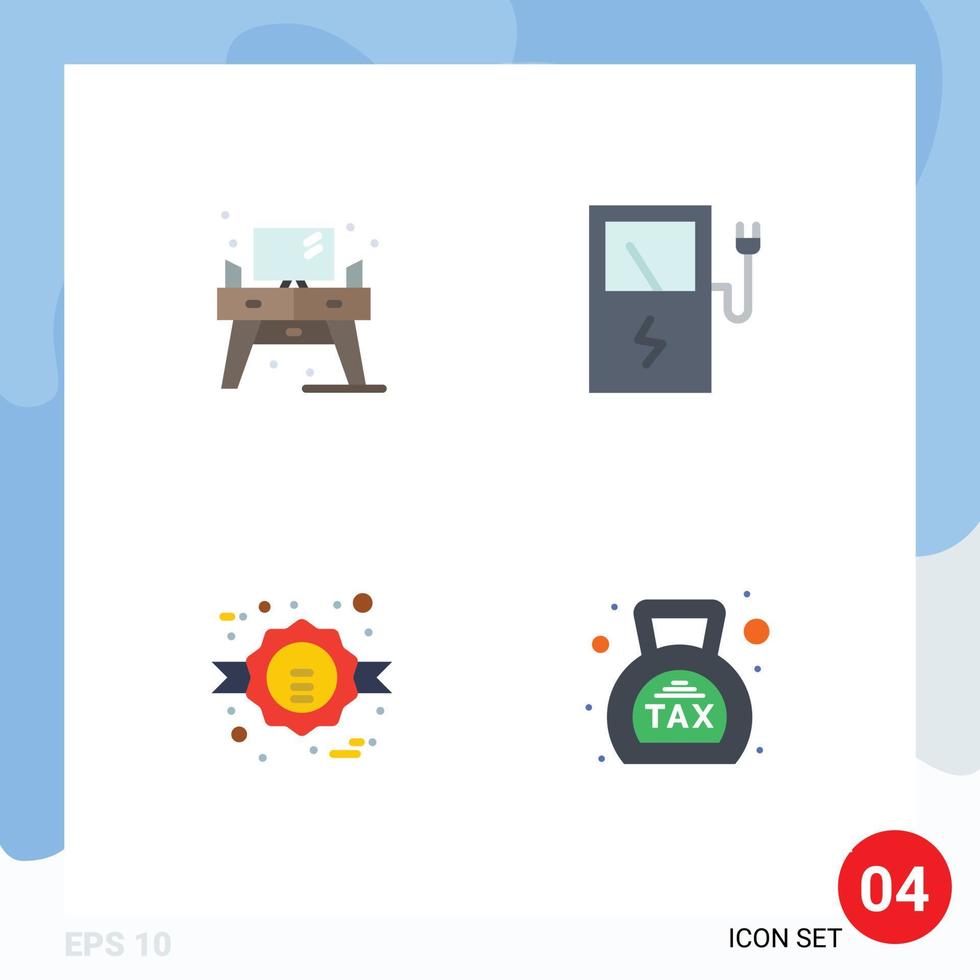 groupe de 4 moderne plat Icônes ensemble pour Accueil remise table station bancaire modifiable vecteur conception éléments