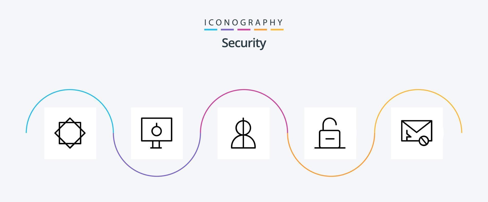 Sécurité ligne 5 icône pack comprenant sécurité. cadenas. sécurité. serrure. profil vecteur