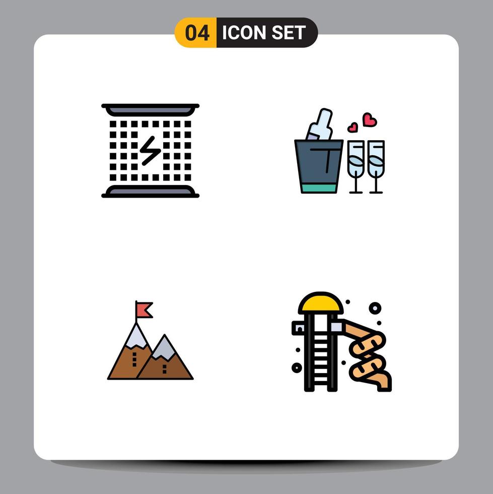Stock vecteur icône pack de 4 ligne panneaux et symboles pour charge Succès électromagnétique verre drapeau modifiable vecteur conception éléments
