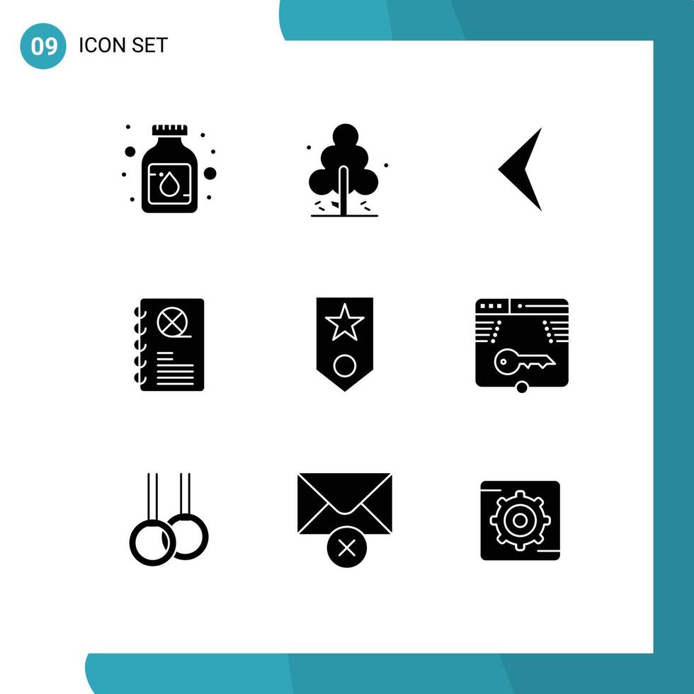 Stock vecteur icône pack de 9 ligne panneaux et symboles pour un encerclé La Flèche livre divertissement modifiable vecteur conception éléments